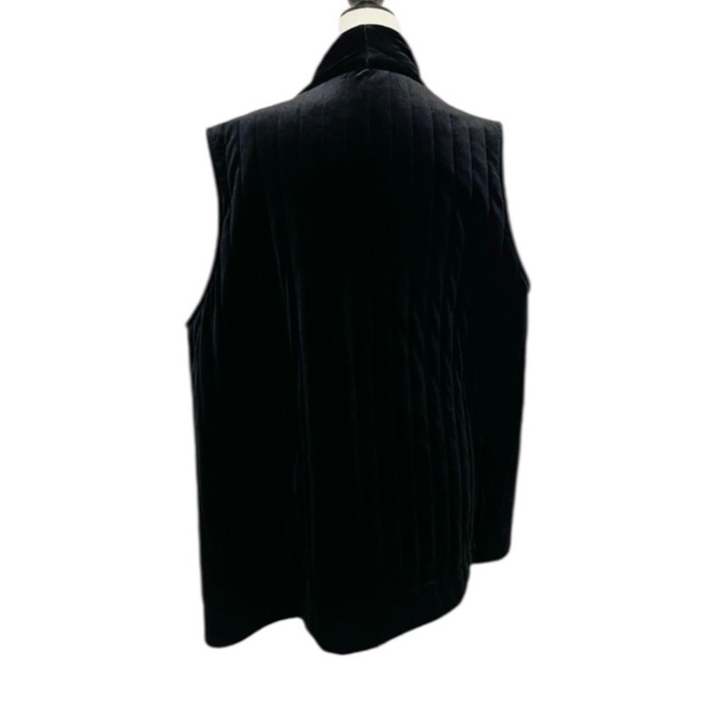WYNNE LAYERS Black XL Velvet Shawl Collar Sleeveless Vest Blazer‎ Womens - Picture 8 of 9